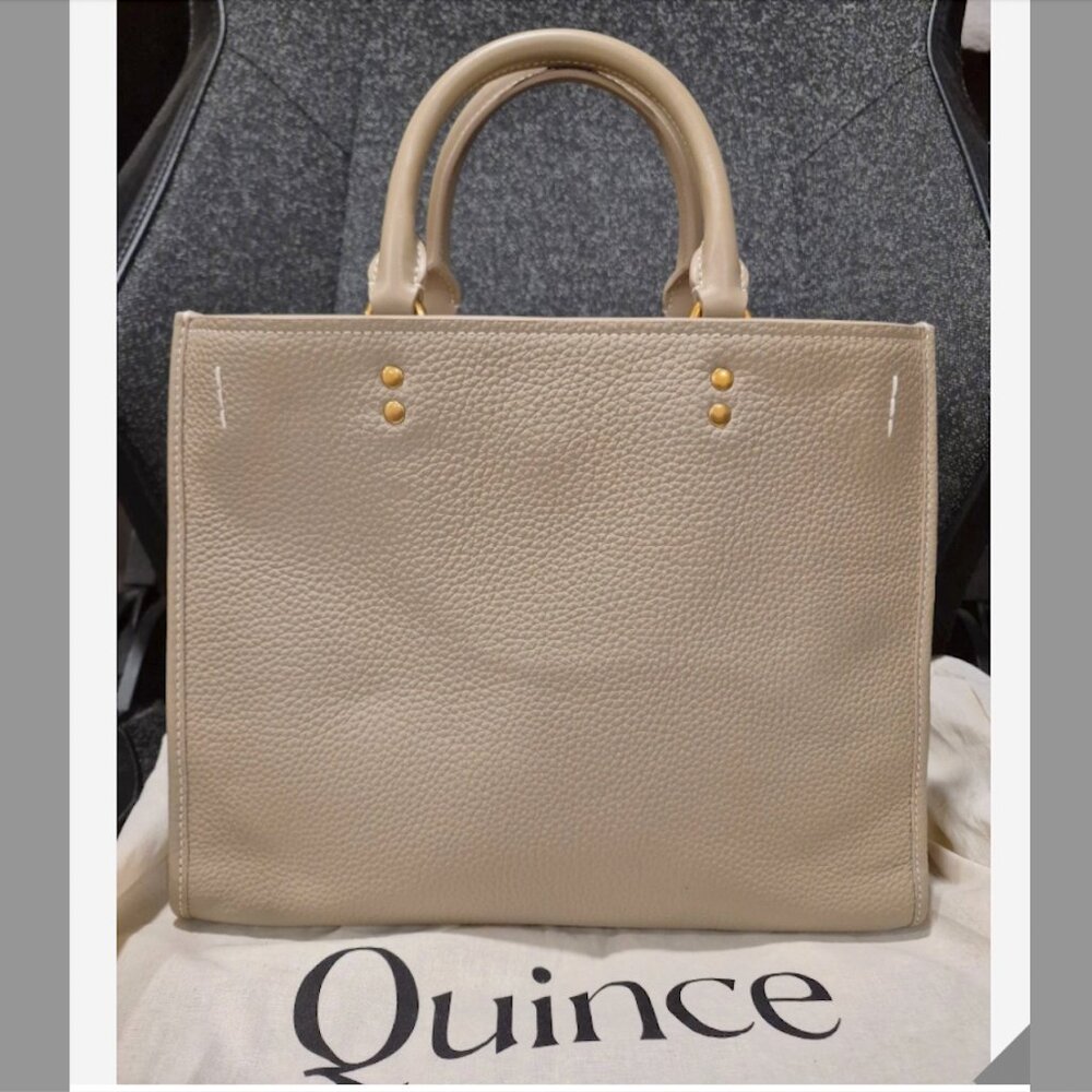 New QUINCE Italian Leather Medium Convertible Satchel Taupe 3way bag
